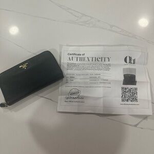 Prada Black Leather Zip Wallet